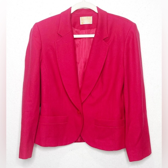 Pendleton Vintage 100% Virgin Wool Classic Blazer Jacket Fuchsia Pink Size 8 - Picture 1 of 6
